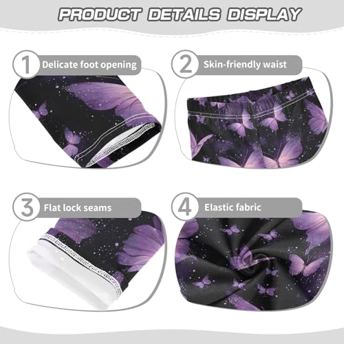 Girls' Athletic Leggings Ankle Length Yoga Dance Pants Kids Teen 4T Purple Butterfly3