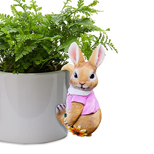 Mini Statues De Jardin à Suspendre Lapin Miniature en Résine - Décoration à Suspendre, Lapin Figurines, Lapin Pots De Fleurs Cintre Art Décor Figurine Ornement pour Cour Maison Jardin Patio Et Bureau