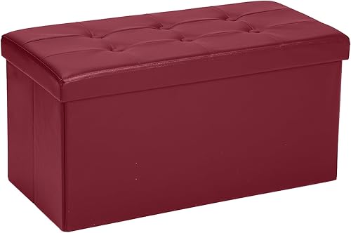 Miniatura 9 de COSYLAND - Reposapiés u otomano con almacenamiento plegable de piel, con agujero para agarrar, para habitación, tamaño pequeño, rectangular, 17 x 15