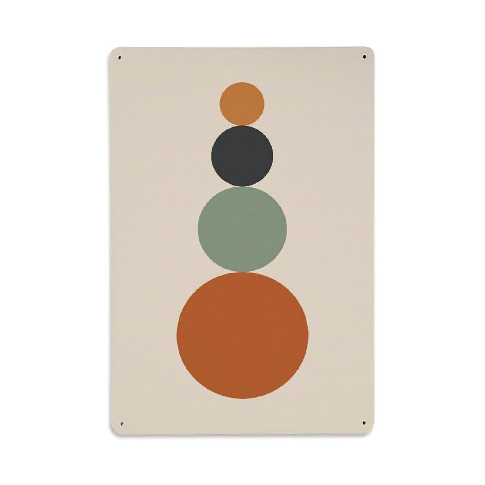 Bohemian Abstract Green Stacked Circles Metal Tin Sign Plaque Wall Decor for Cafe, Club Bar, Office, Home Garden Metal Poster 8x12Inch
