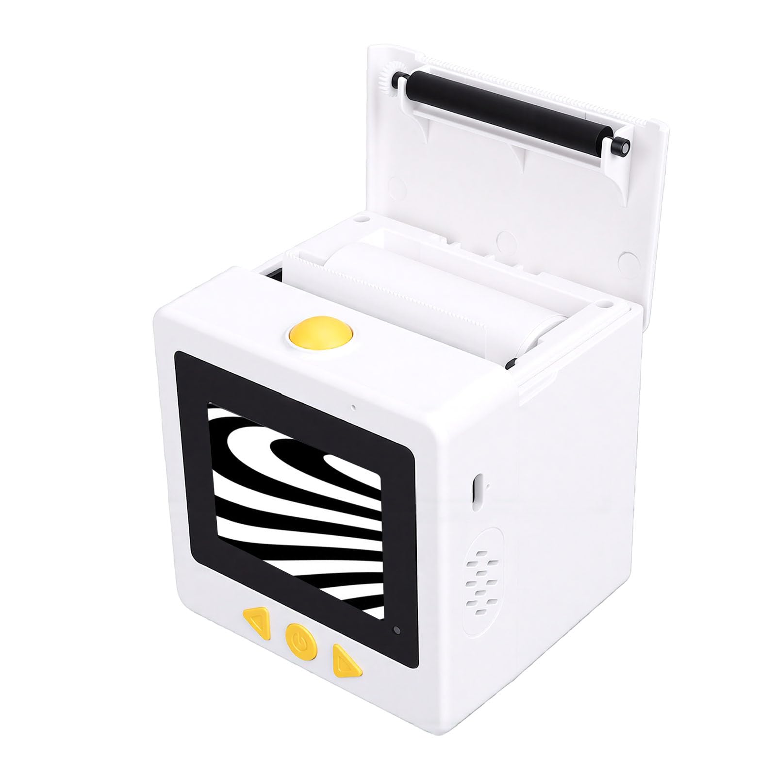 Fockety AI Aufkleberdrucker, sprachgesteuerte Aufkleberherstellungsmaschine, Thermodrucker mit 2,4 Zoll Bildschirm, 3,1 x 11 x 22,5 Zoll, kreative Geschenke für DIY Kunsthandwerk (White)