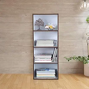 HomeTown Mezzola Engineered Wood 4 Tier Bookshelf - (Wenge and White)