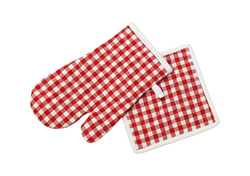 Presina e Guanto da Forno in Cotone Vichy Rossi