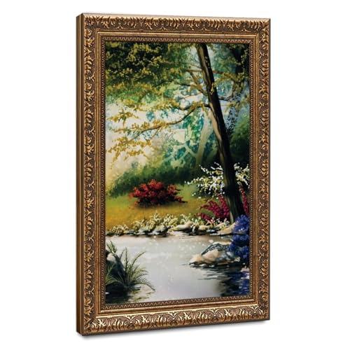 Peinture sur toile fleur et forêt 30,5x45,7 cm pour décoration murale de chambre