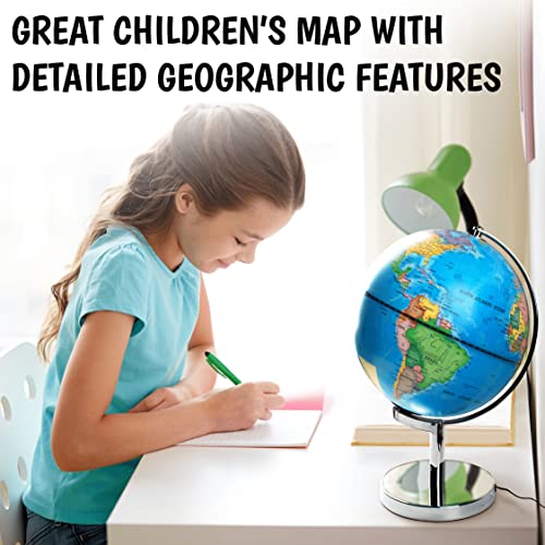 image for USA Toyz Illuminated World Globe with Stand - 3in1 STEM Globes for Adu