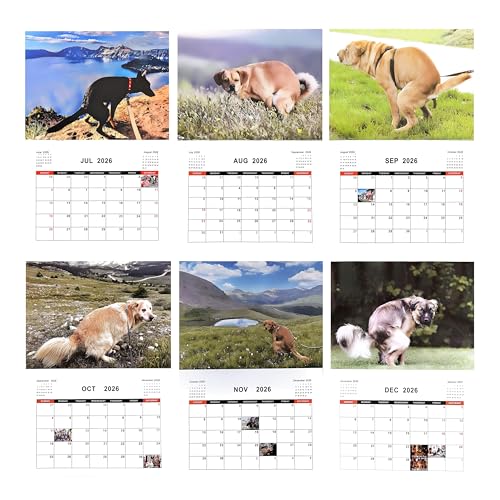 Kackende Hunde Kalender 2026, Dogs Pooping in Beautiful Places Calendar 2026, Hunde beim Kacken Kalender, Pooping Dogs Calender 2026, Lustiger Wandkalender für Hundefreunde