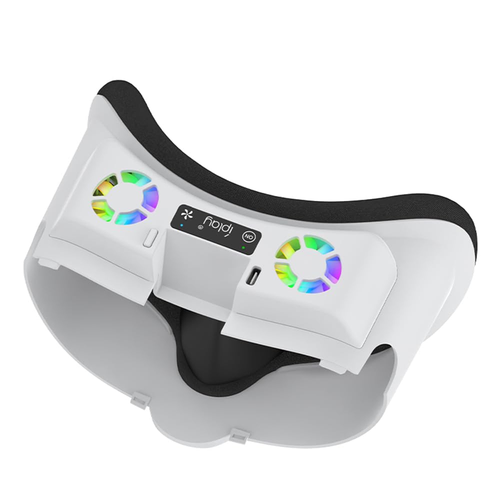 Couvre-Visage avec Ventilateur et lumière RGB Le Casque VR pour Meta Quest 3 Masque d'interface faciale à Circulation d'air de Remplacement pour Les Accessoires Quest3 (Blanc)
