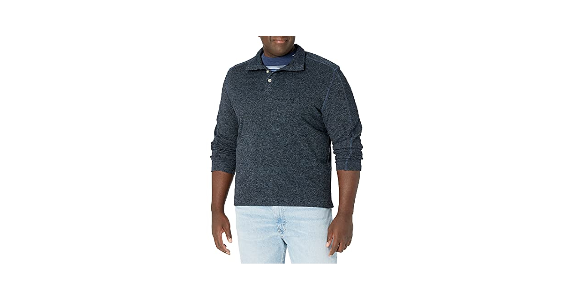 Van Heusen Men's Sweater Fleece Long Sleeve 1/4 Button Mock