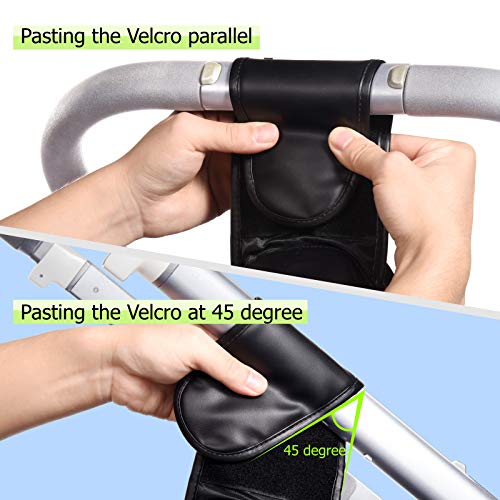 Waterproof Universal Stroller Organizer with Insulated Cup Holders, Lupantte Premium Leather Oil-Resistant Baby Stroller Organizer Fit for Britax, Graco, Baby Jogger, BOB Stroller, etc. Easy to Clean