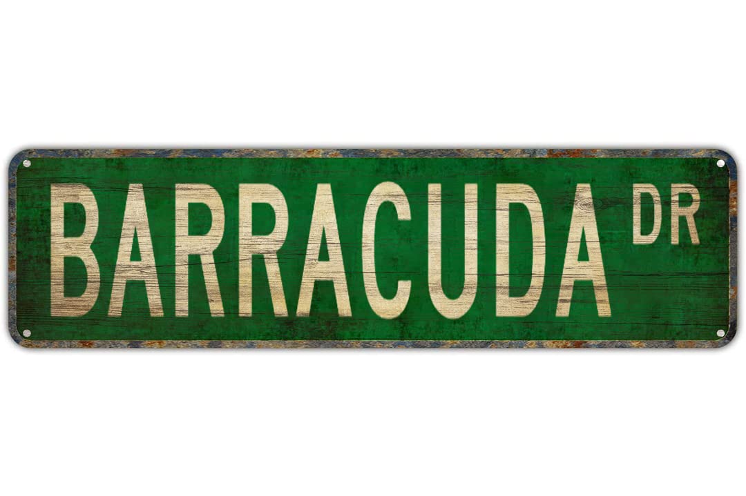 Street sign Barracuda Barracuda Gift Barracuda Sign Barracuda Decor Street Sign Aluminum Metal Plaque Rustic Tin Sign Retro Wall Decor 4x16 in 10x40 cm