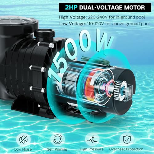 Image of 2HP Above /In Ground Pool Pump, 115V /230V 6900GPH Self Priming