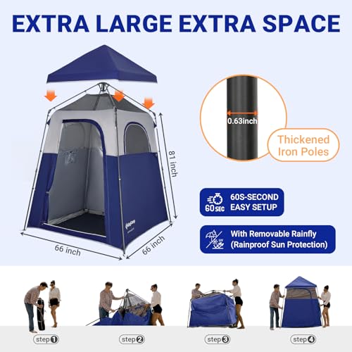 KingCamp-Outdoor-Shower-Tents-for-Camping-Portable-Instant-Pop-Up-Privacy-Tent-1Room2-Room-Bathroom-Tent-Water-Resistant-Windproof-Changing-Tent-Outdoor-Shower-Enclosure-Beach-Camping-Hiking