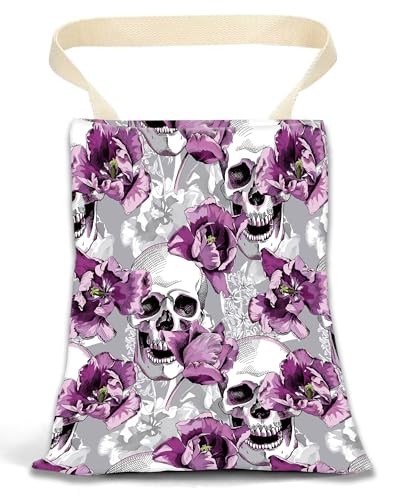 Image of Car Garbage Can, Hanging Car Trash Can for Back Seat Organizer, Cool Skull Flowers