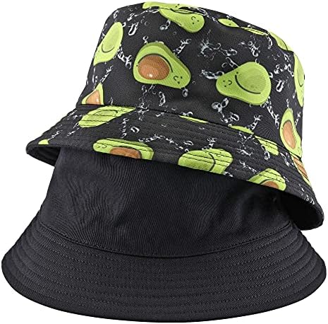 Faletony Unisex Reversible Bucket Hat Print Double-Side-Wear Cotton Sun Hat Fisherman Hat
