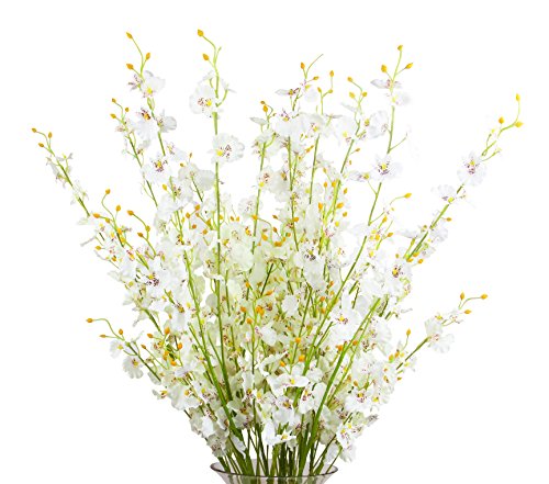 Artificial Orchids Flowers, 12 Pcs Silk Fake Orchids Flowers in Bulk Orquideas Flowers Artificial for Indoor Outdoor Wedding Home Office Decoration Festive Furnishing White