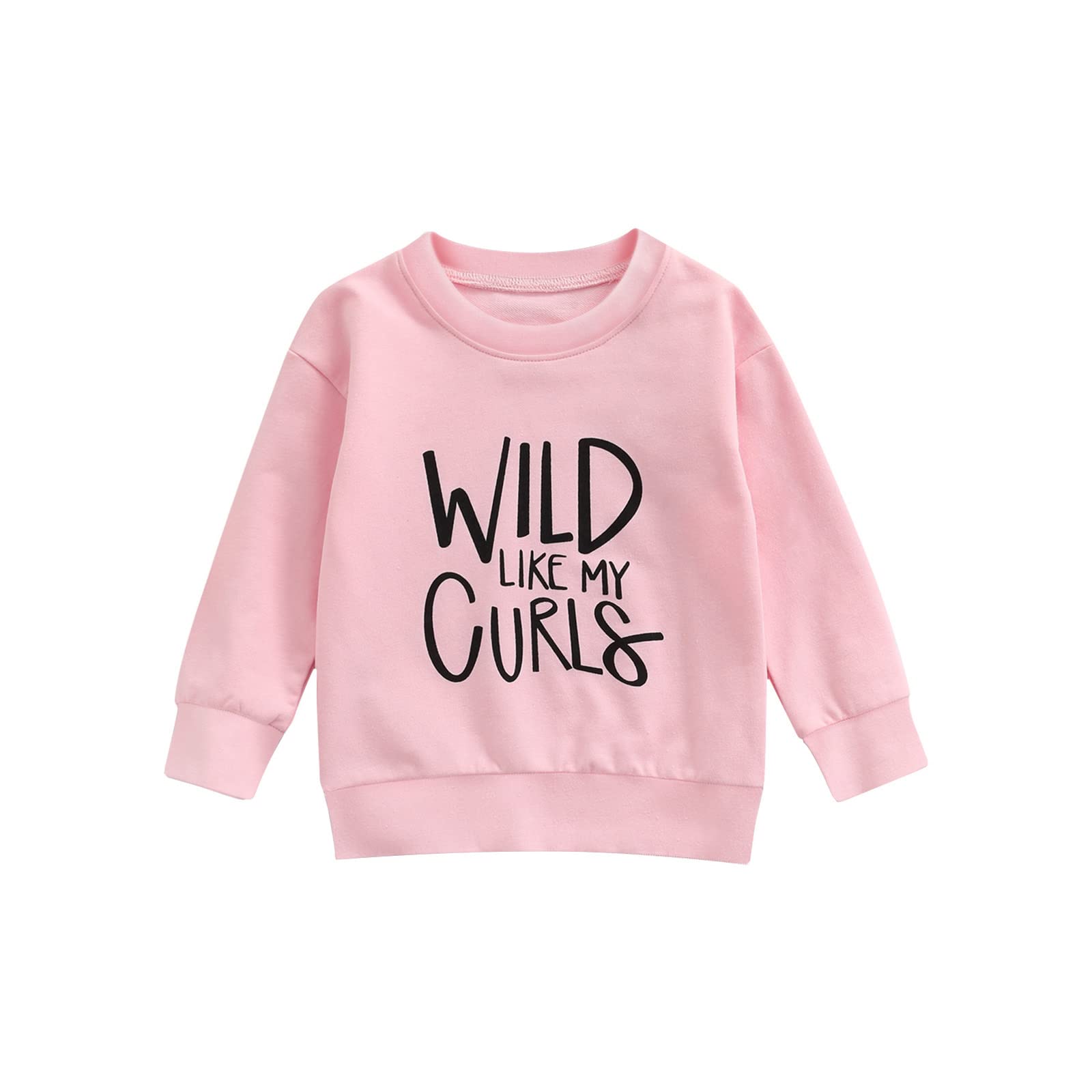 Hnyenmcko Kids Toddler Baby Girl Clothes Wlid Like My Curls Letter Printed Pullover Sweatshirt Fall Winter Sweater Tops 1-6Y (Pink, 3-4 Years)