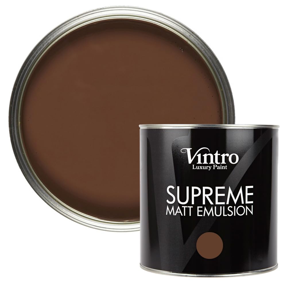 Vintro Luxury Matt Emulsion Brown Multi Surface Paint For WallsCeilingsWoodMetal2.5L (Chocolate) from B&Q