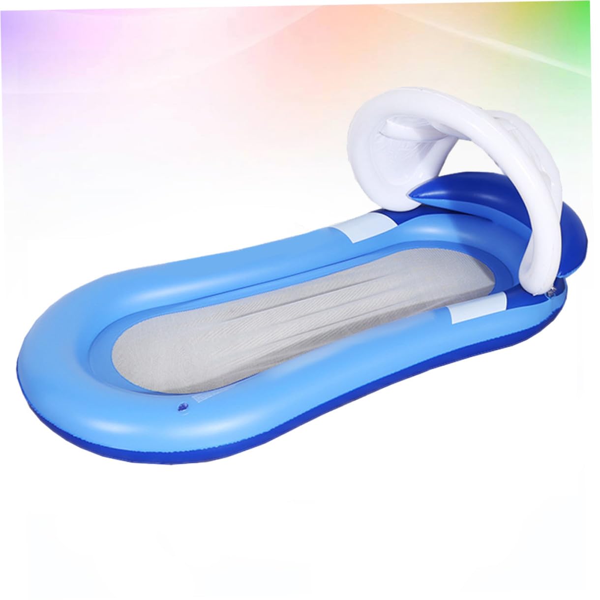 Amaca Gonfiabile con Parasole, Poltrona Galleggiante in Pvc Blu | Schienale e Braccioli, Gonfiaggio Rapido, per Piscina e Lago, Design Ergonomico, Relax All'aperto