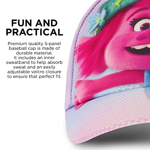 DreamWorks Girls' Baseball Cap, Trolls Adjustable Kids Hat for Ages 4-74