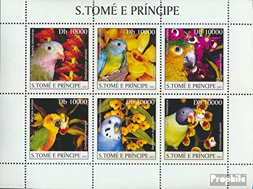 Sao Tome e Principe 2085-2090 Sheetlet (complete.issue.) 2003 Parrots and Orchids (Stamps for collectors) Birds