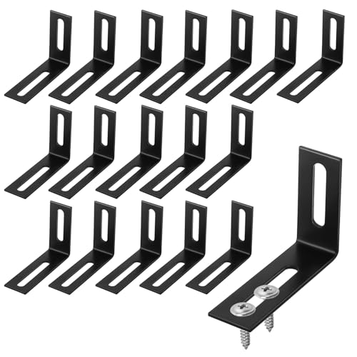 18 Piezas Soporte de Esquina 90 Grados 40 x 60 mm Soporte de Angulo de Acero Inoxidable en Forma de L Conector Angular Ajustable con 2 Ranuras Largas Escuadras de Angulo para Mesa Silla Estantería