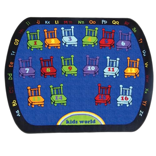 SAFECASTLE Chairs 16 Seats Kids Educational Area Rug &ndash; 6'6' x 8'4' &ndash; Colorful...