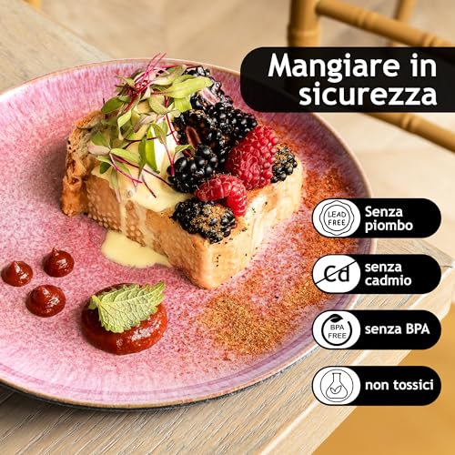 MIAMIO - Set di 6, 21 cm Piatti per la cena, Piatti in ceramica, Piatti da cucina, Set di piatti - Piatti adatti al microonde, al forno e alla lavastoviglie - Collezione Las Palmitas - immagine 4