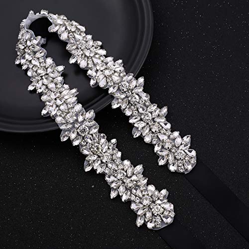 Bridal Belt with Bow Handmade Clear Crystal Sashes Rhinestone Wedding Belt for Bride Dress3