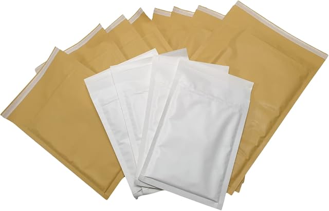 Azco Packaging - 10 of 240x335mm Bubble Envelopes Gold Bubble Lined Strong Lightweight Protection Equivalent to G/4 JL4 / G Padded Envelopes A3 A4 A5 A6 A7 Royal Mail Large Letter