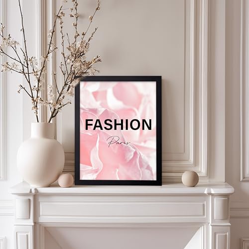 Image of Poster Master Fashion Poster - Paris Print - Pink Art - Trendy Art - Modern Art - Gift for Women & Fashionista - Luxury Haute Couture Decor for Living Room or Girl's Room, 8x10 Black Framed