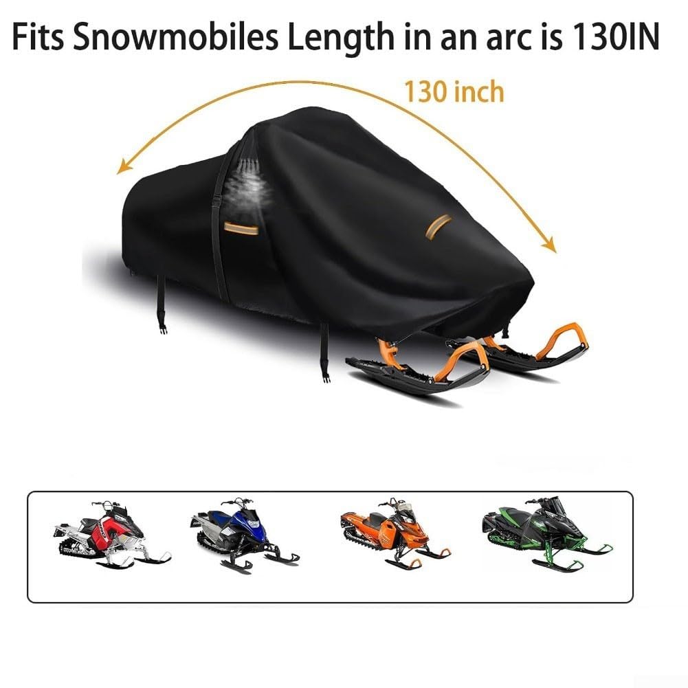 Housse de motoneige en tissu Oxford robuste pour traîneau remorquable, protection de rangement de ski avec aérations, boucles coupe-vent, bandes réfléchissantes pour Polaris Skidoo pour