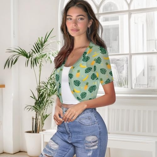 Image of Womens Short Sleeve Bolero Shrug Open Front Knit Cropped Cardigan Shoulder Cover for Dress Cute Casual Knit Cover Up