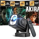 Alwtniet Proiettore 4K, 1080P Proiettore Portatile Android WiFi 6 BT 5.4, 260ANSI, Messa Fuoco Automatica Correzione Trapezoidale, Rotazione 180°, Mini Projector Compatibile con HDMI/USB HY310