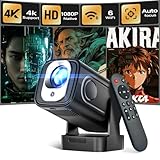 Alwtniet Proiettore 4K, 1080P Proiettore Portatile Android WiFi 6 BT 5.4, 260ANSI, Messa Fuoco Automatica Correzione Trapezoidale, Rotazione 180°, Mini Projector Compatibile con HDMI/USB HY310
