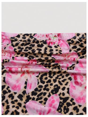 Women's Plus Size Floral Ruched Fishtail Skirt High Waist Bodycon Long Skirts3