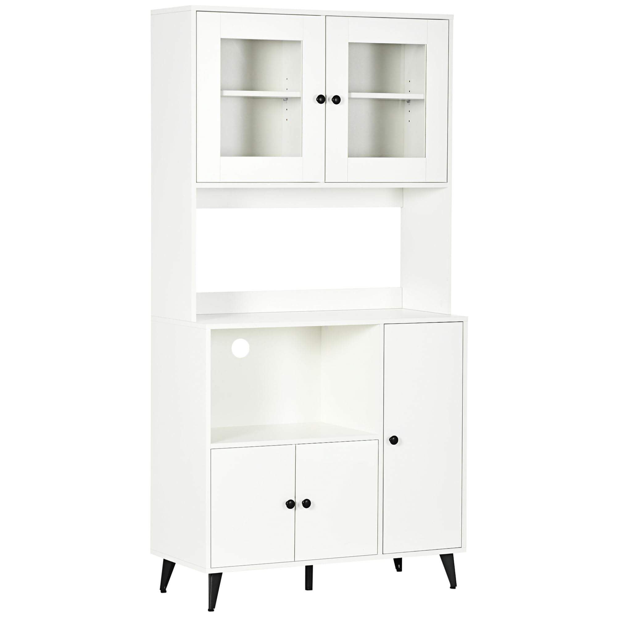 HOMCOM Mobile da cucina a 3 ante per microonde, 90x40x180cm, Bianco
