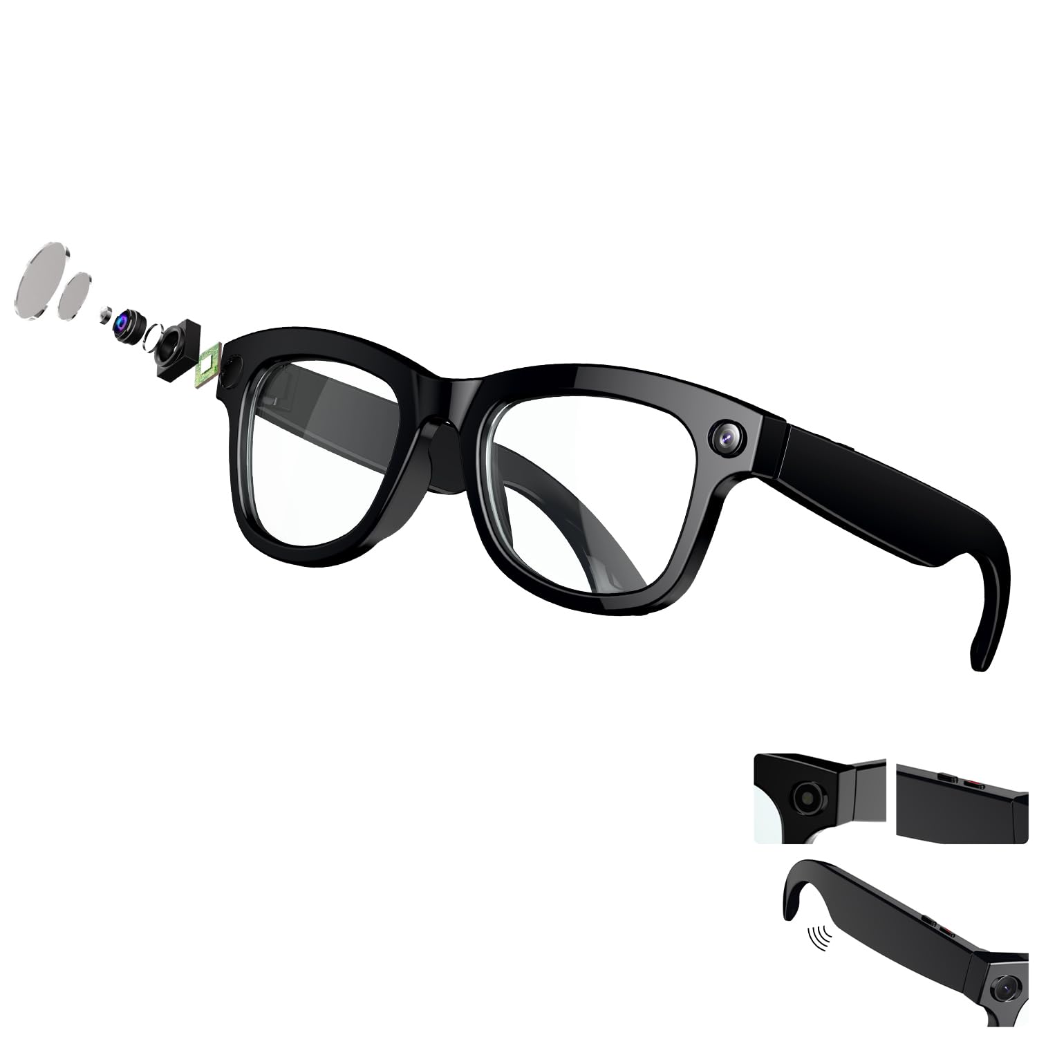 Smart Glasses, AI Translation Glasses (Supports 110 Languages), Chat GPT Included, Real-Time Interpretation, Speaker & Sound Leakage Prevention, 5 Megapixel Anti-Vibration Camera, Built-in Microphone