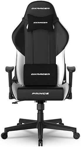 DXRacer Prince Series L - Silla de computadora reclinable, ergonómica y cómoda con reposabrazos 2D, base de asiento en forma de ala y almohada para