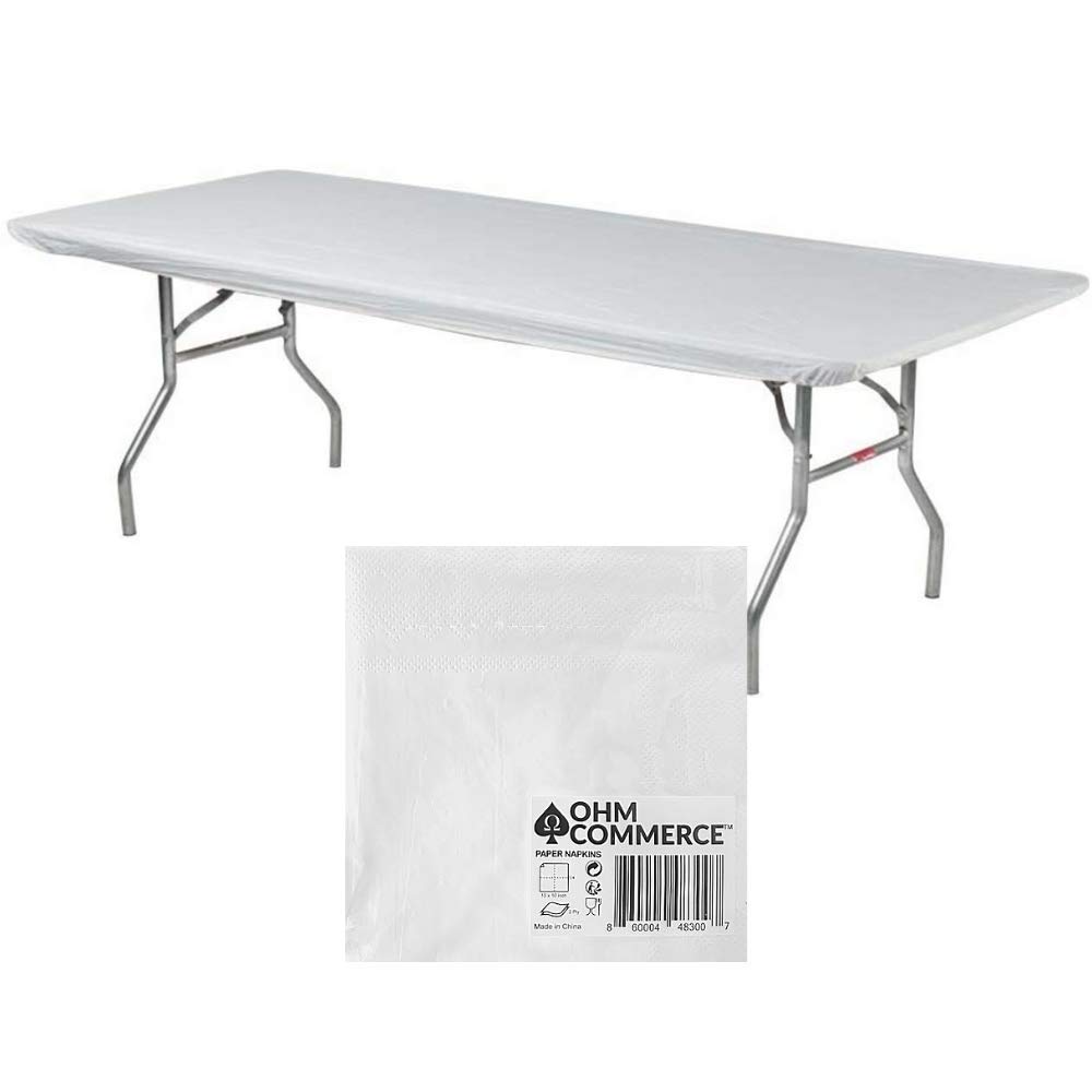 Buy KwikCovers Rectangular Plastic Table 8' Covers Bundle of 5 with Seventy (70) Ohm Commerce