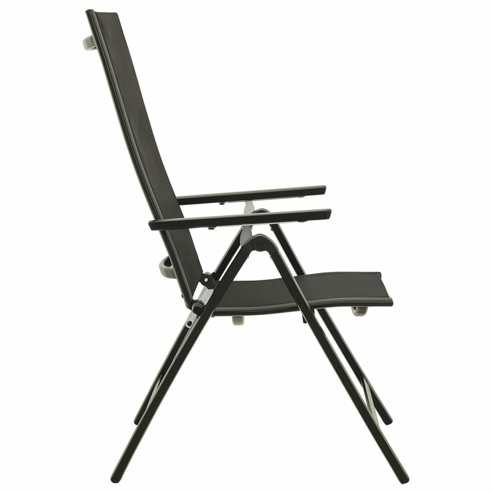 Klappbare Gartenstühle 2 STK. Textilene und Aluminium Schwarz TerrassenstüHle Gartenstuhl Klappbar