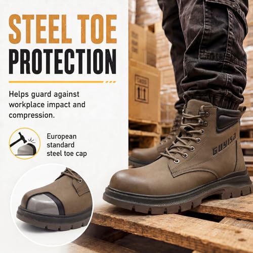 Image of Steel Toe Boots for Men Puncture Resistant Work Utility Safety Shoes