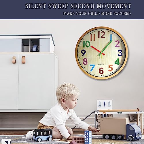 Wall Clock, 12 Inch Easy to Read Silent Non-Ticking Colorful Battery Operated Clock,for Bedroom,Living Room,Kitchen,Office,School Classroom (Yellow) - Image 5