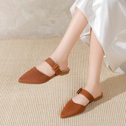 Image of Pointed Toe Mules for Women Flats,Slip On Mules Backless,Wide Width Mules,Mule Slides Flats Sandals
