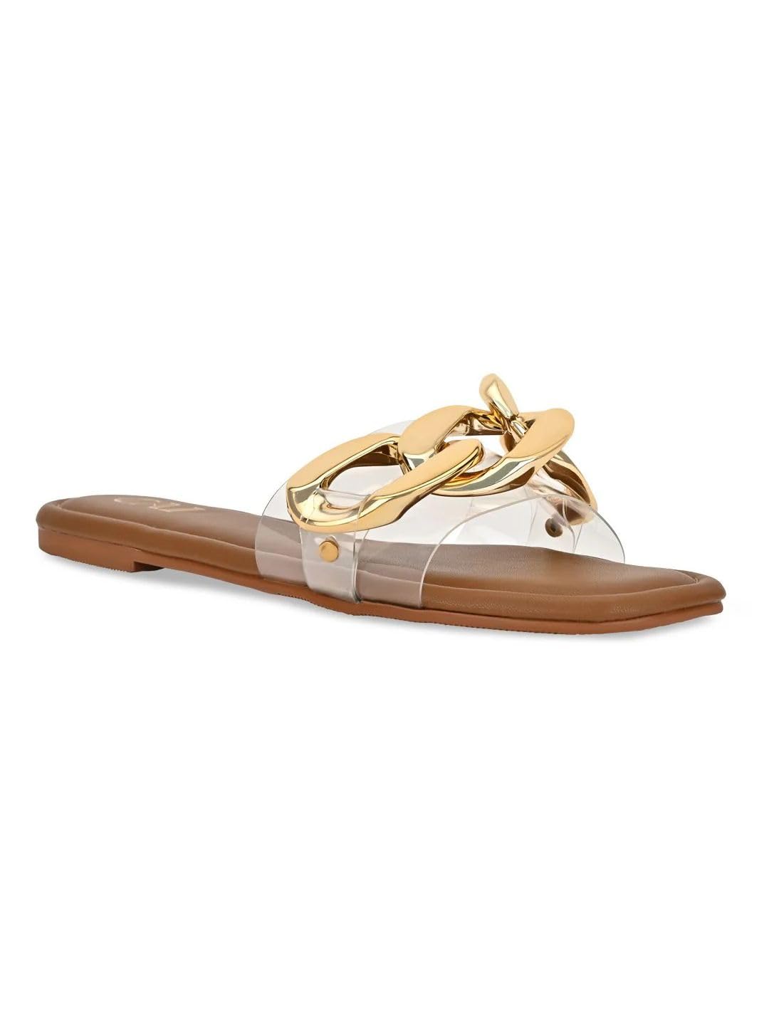 CAI Women Gold Chained Tan Flats (B0D9Q2YR99) Amazon Price History, Amazon Price Tracker