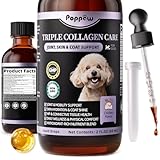 POPPAW Collagen for Dogs - Liquid Collagen for Hip & Joint Support, Skin & Coat with Types I, II & III Drops, Hyaluronic Acid and Vitamin C - Chicken Flavor, 2 FL Oz