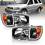 AmeriLite Black Replacement Headlights Corner Sets for 1999-2004 Nissan Pathfinder R50 - Passenger and Driver Side
