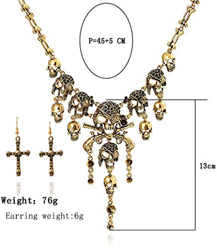 Jewelry Fashion Multi-Level Pirate Skull Tassel Charm Necklace Collar Bib for Women Horror Necklace Punk2