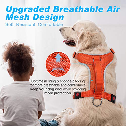 Hondenharnas, anti-trekkend gevoerd borsttuig met reflecterende strepen, zacht instelbaar harnas voor honden, ademend, hondenharnas voor grote middelgrote en kleine honden - Image 5