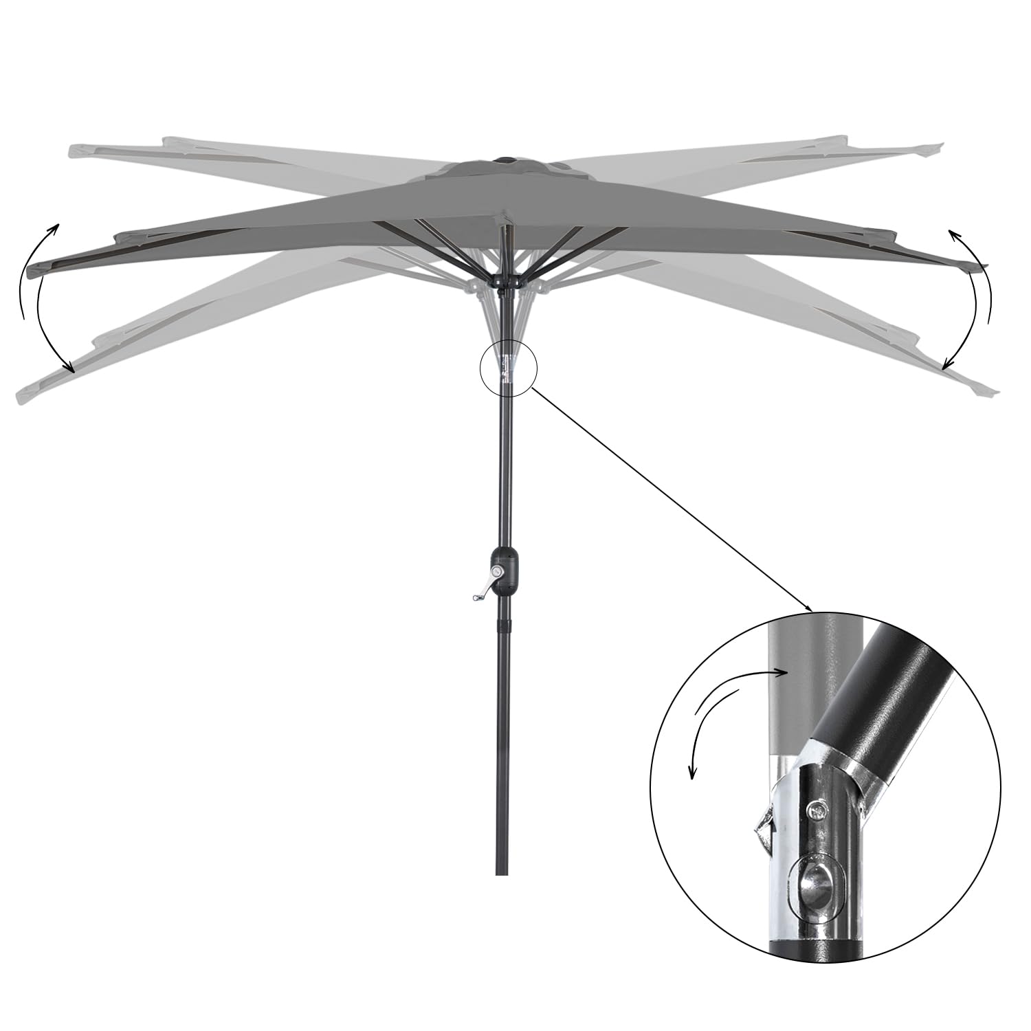 Angel Living Półparasol przeciwsłoneczny, 2,7 m, z korbą i pochyleniem, ochrona przed promieniowaniem UV, na taras, basen, balkon i do ogrodu