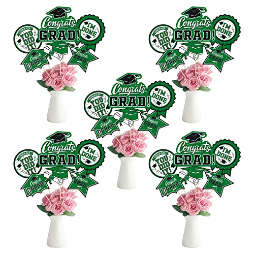 Image of 30PCS Graduation Party Decorations Congrats Grad Table Centerpiece,Graduation Table Decorations,Congratulate Graduation Centerpiece Sticks Table Toppers for Graduation Party(Green,Black)